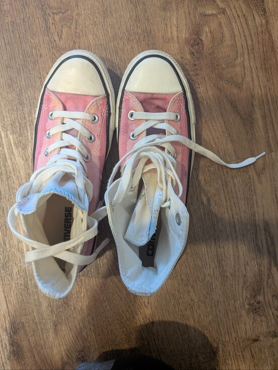 Converse Shoes - Converse Pink and White High-Top Sneakers